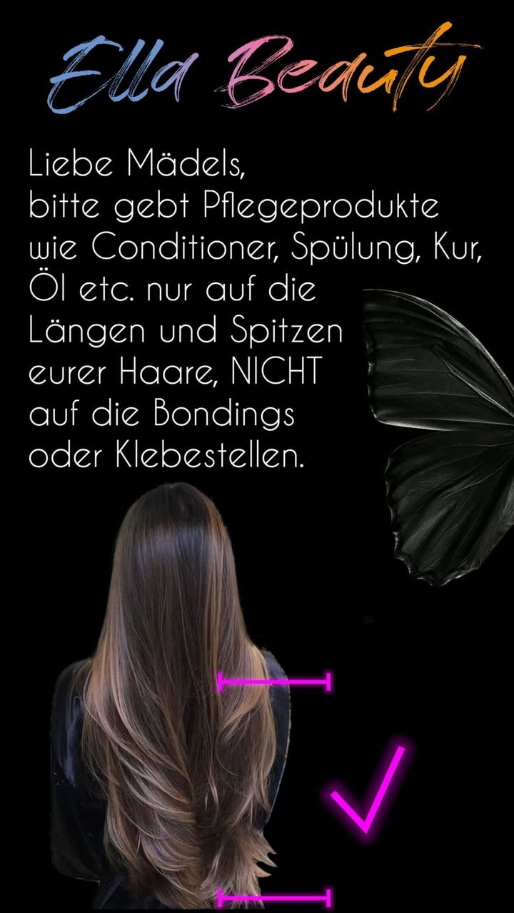 Pflegehinweis von ella.beauty.extension zur Pflege der Haare